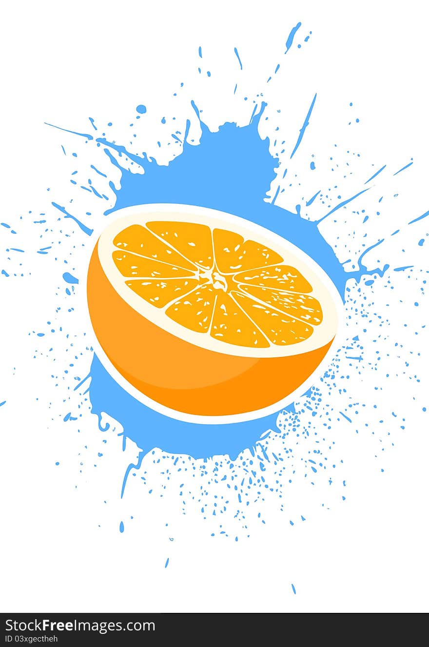 Ripe yummy oranges with splash on background. Ripe yummy oranges with splash on background