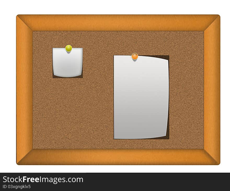 Wooden frame for messages with sheets paper. Wooden frame for messages with sheets paper.