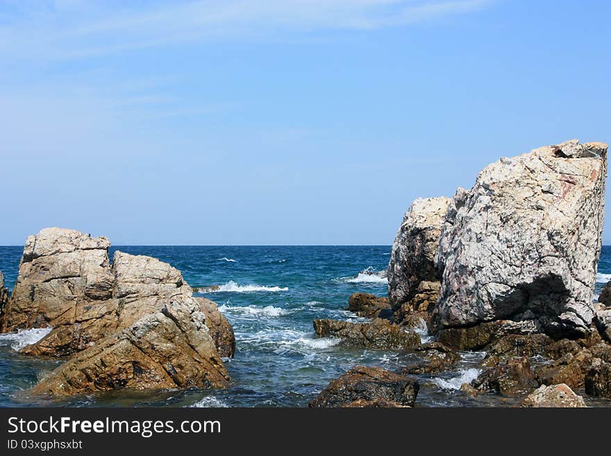 Rocks In The Sream Of Sea