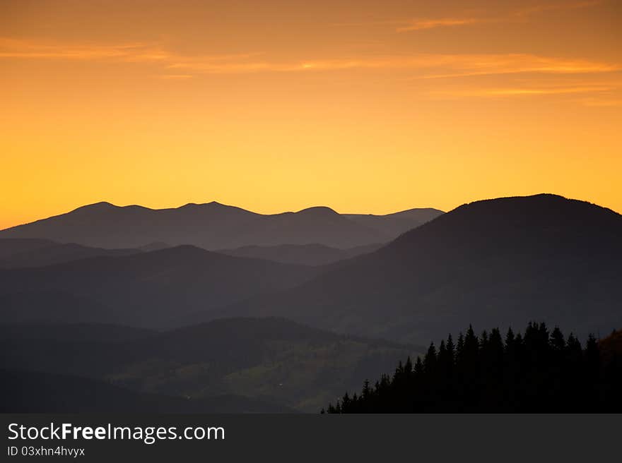 Sunset in the mountains