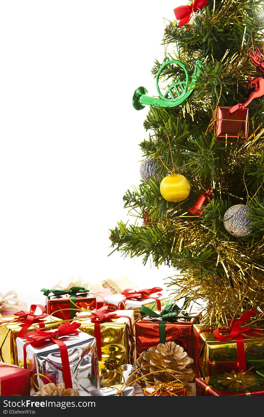 Colorful Christmas Decorations on a White Background