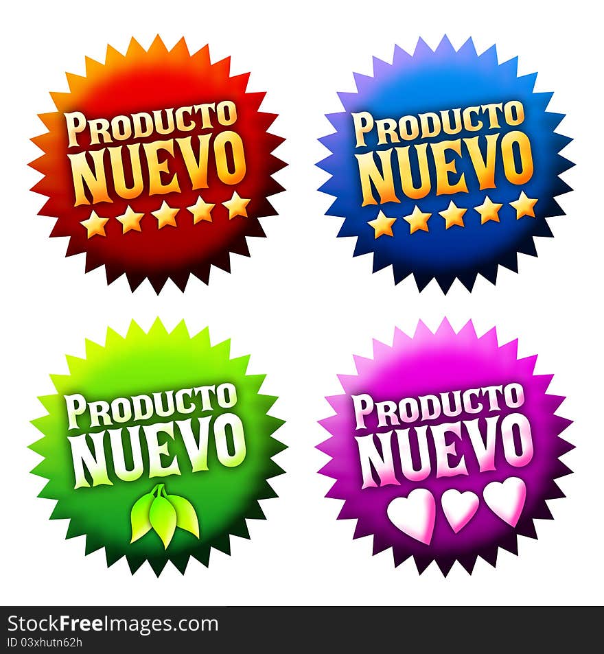 New arrival sticker with text in spanish, ideal for advertising and sales promotions for the Hispanic market