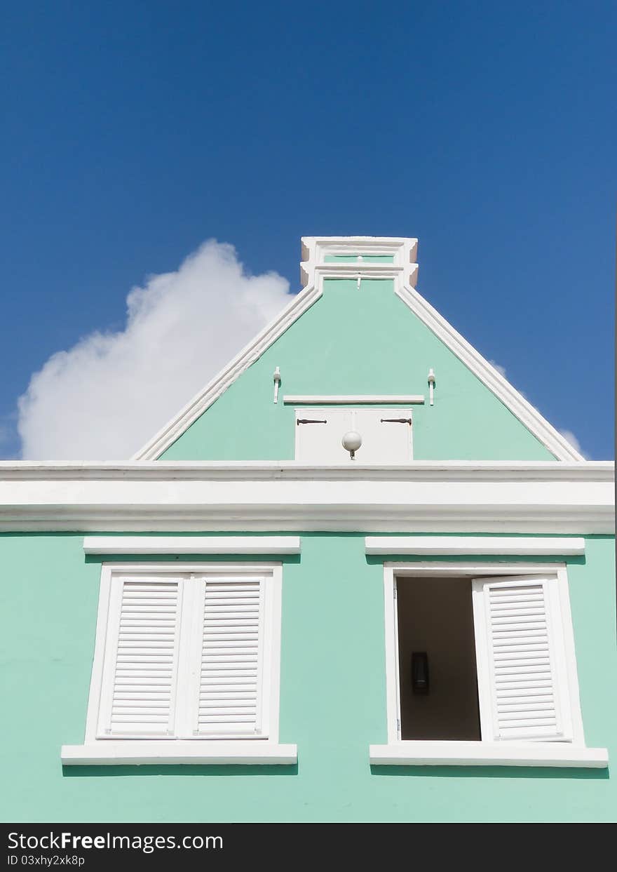 Colonial building in Willemstad, Curacao Island