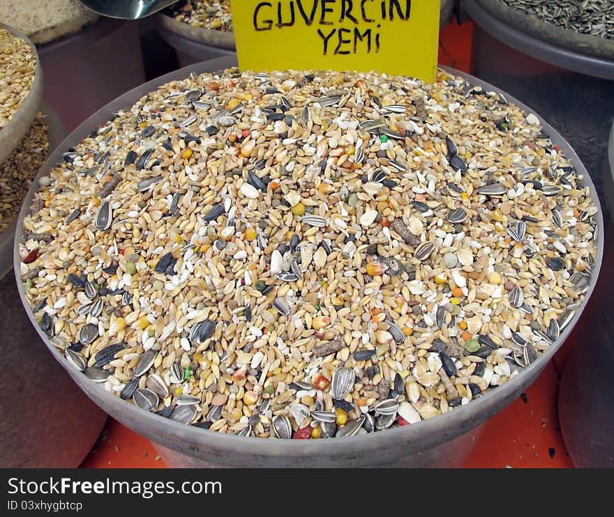 A view of dove food in the market.