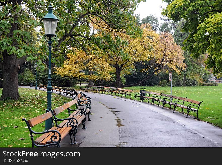 Bench in the city park of vienna. Bench in the city park of vienna