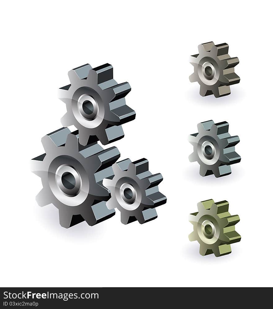 Image of a mechanism consisting of gears in different colors