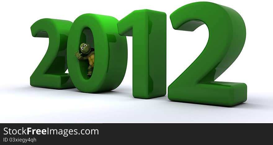 3D render of a Tortoise Bringing the new year in