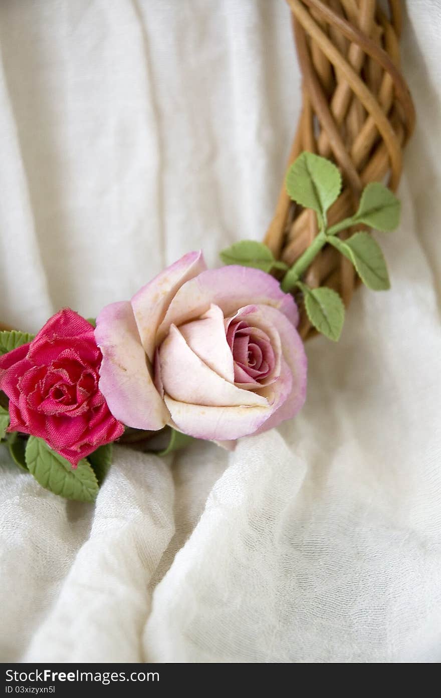 Close up roses on garland