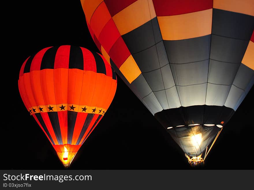 Hot air balloon at night.