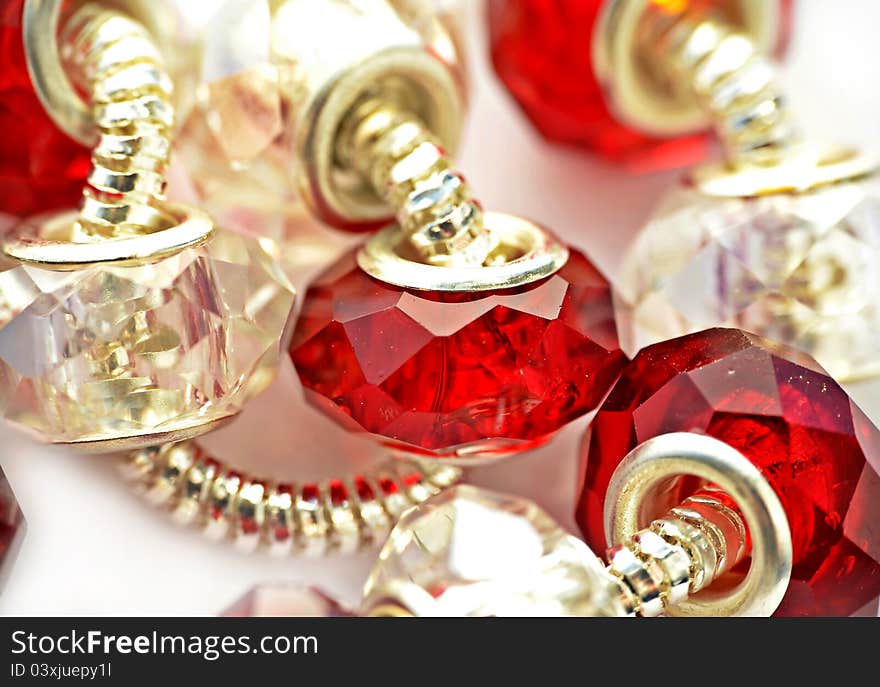 Red and white bracelet on white