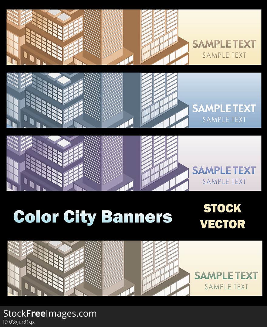 Different color options of banners on city theme