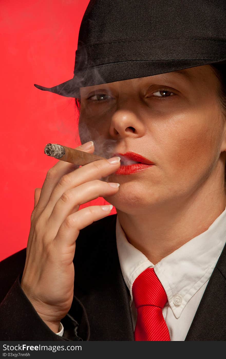 Woman with cigar