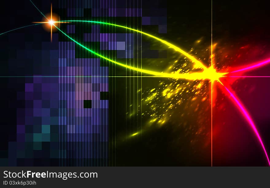 Abstract Background With Blurred Neon Light Dots.