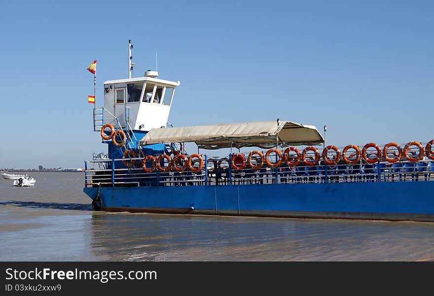 Ferry across the sea in south of Spain