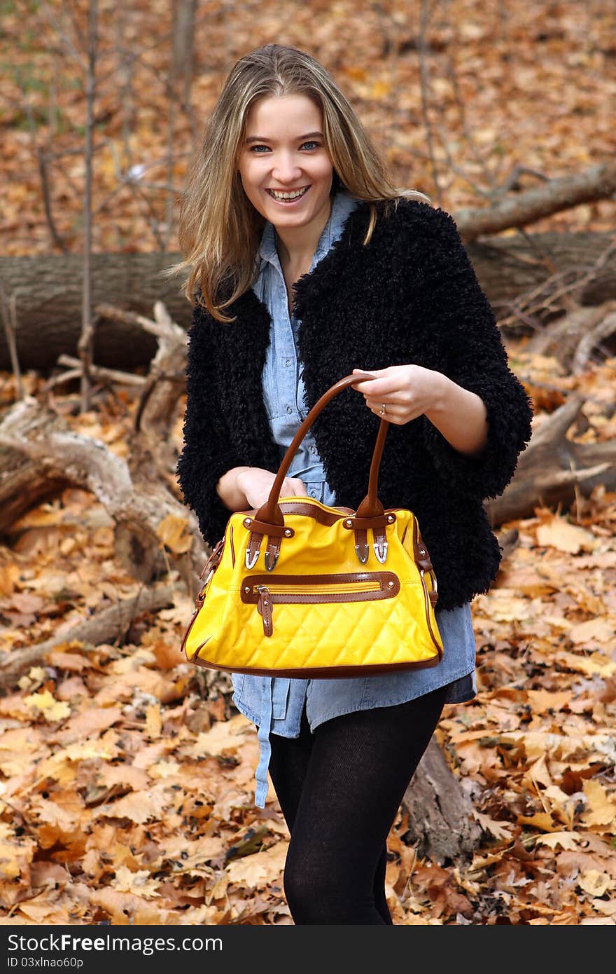 Searching the purse at the park