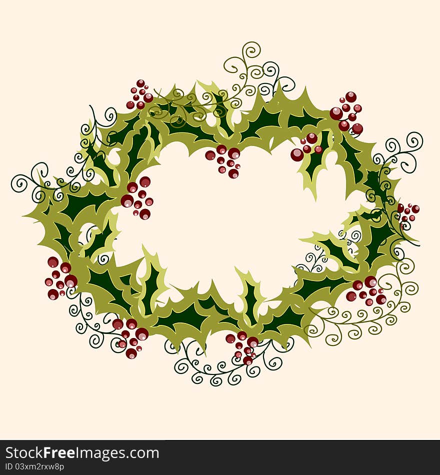 Cristmas wreath made from holly branches