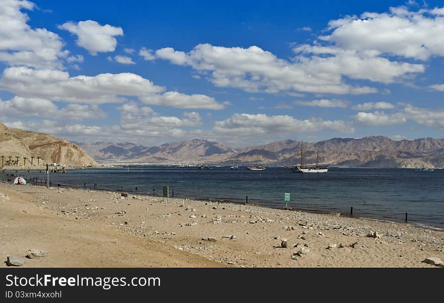 View on Aqaba gulf near coral reefs, Eilat, Israel