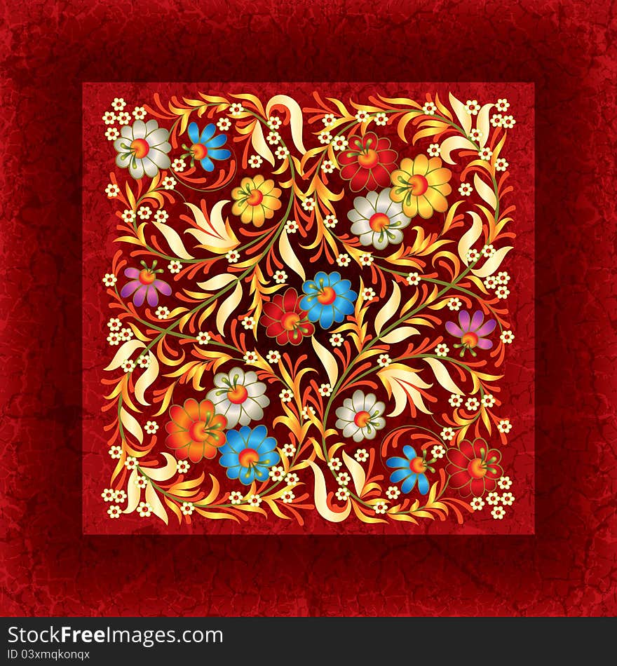 Abctract floral ornament on grunge background