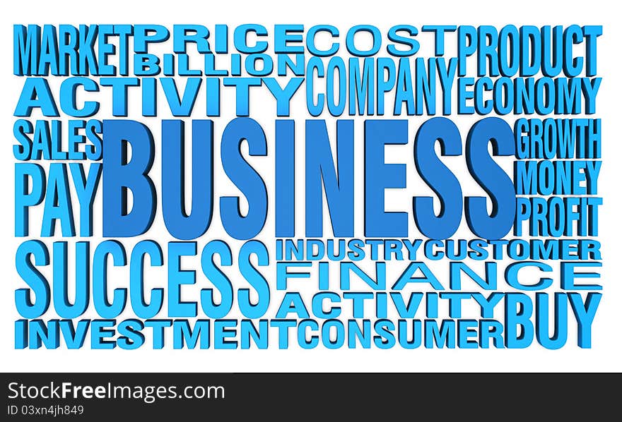 One composition with many words regarding the business (3d render). One composition with many words regarding the business (3d render)