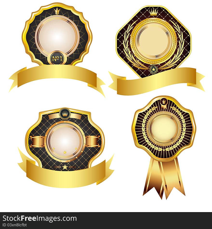 Set of golden design elements.