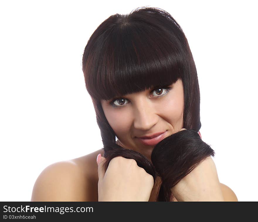 A Young beautiful woman with long curly hairs