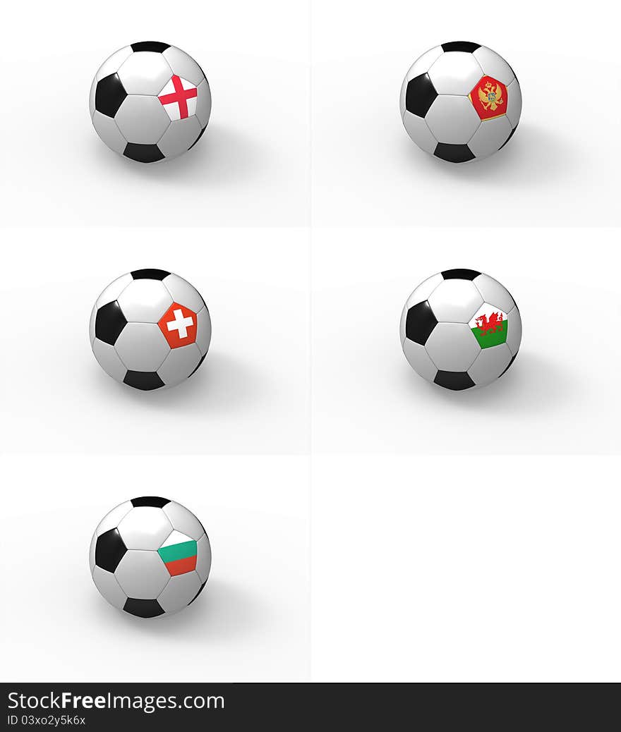 Euro 2012, soccer ball with flag - Group G - England, Montenegro, Switzerland, Wales, Bulgaria