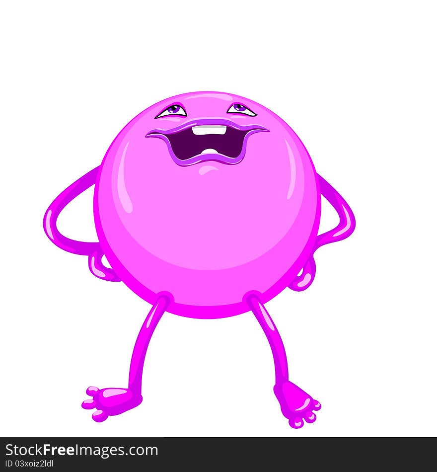 vector Cartoon funny round violet-colored monster