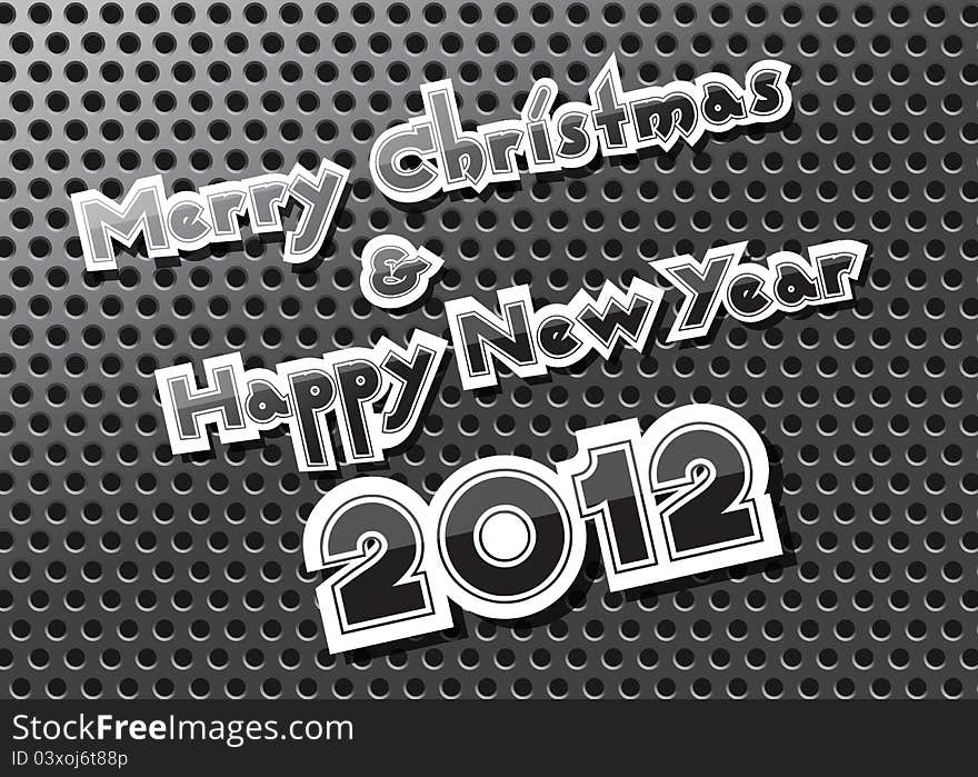 Merry Christmas and Happy New Year card on carbon background