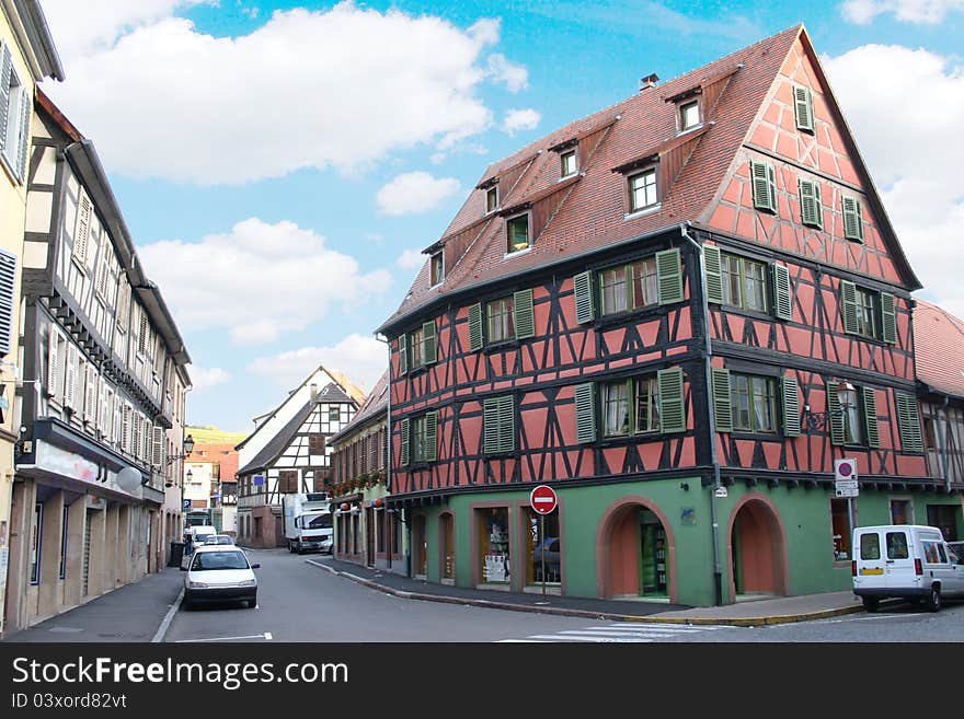 Irregular Wooden House at Alsace, Molsheim, Est of France Famous for the Christmas Markets. Irregular Wooden House at Alsace, Molsheim, Est of France Famous for the Christmas Markets