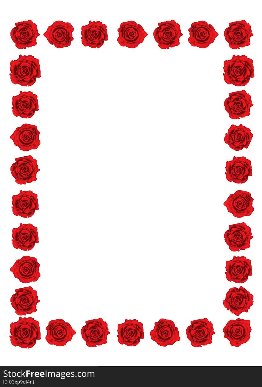 Illustration Red roses frame with white space for copy for Valentine's day