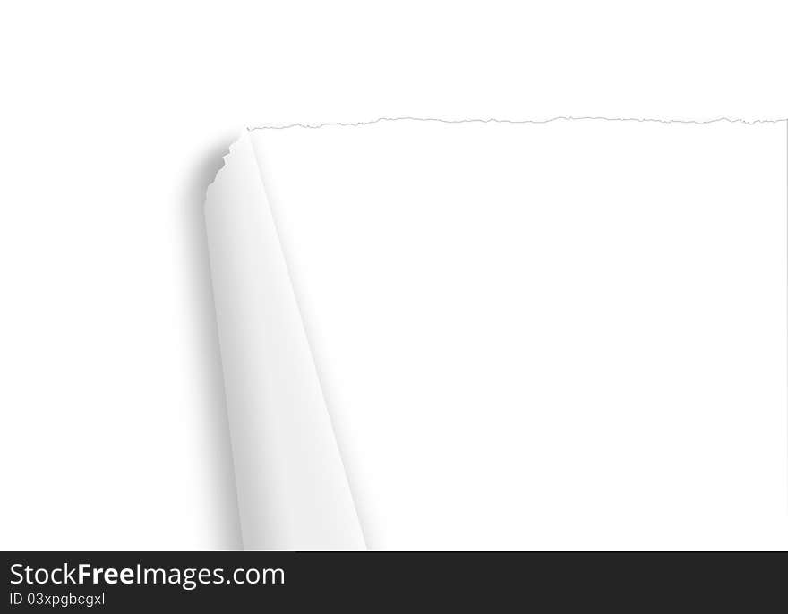 Torn white paper with white background. Torn white paper with white background.