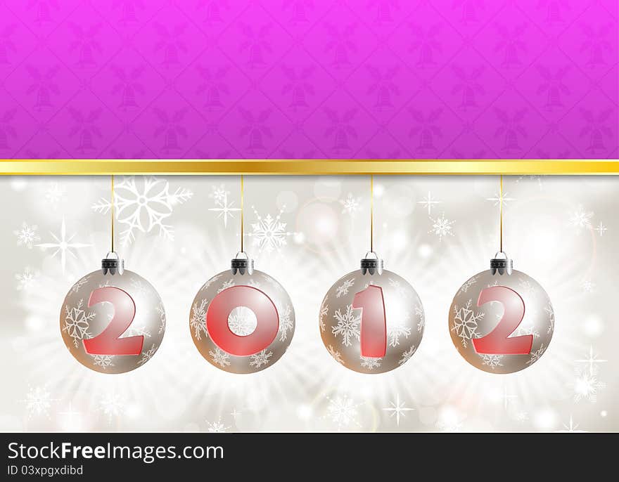 2012 New Year Background with Snowflakes and Bauble, element for design, vector illustration