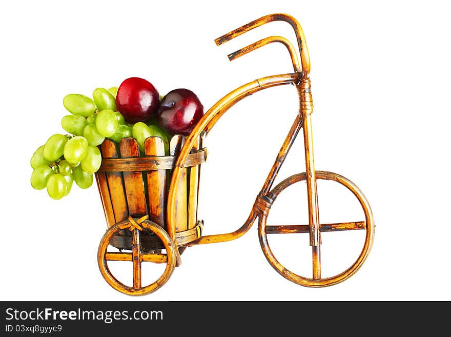 Flowerpot on white background with fruit