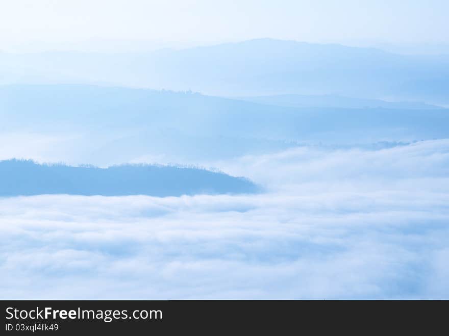 Mystical landscape from the top of the mountain