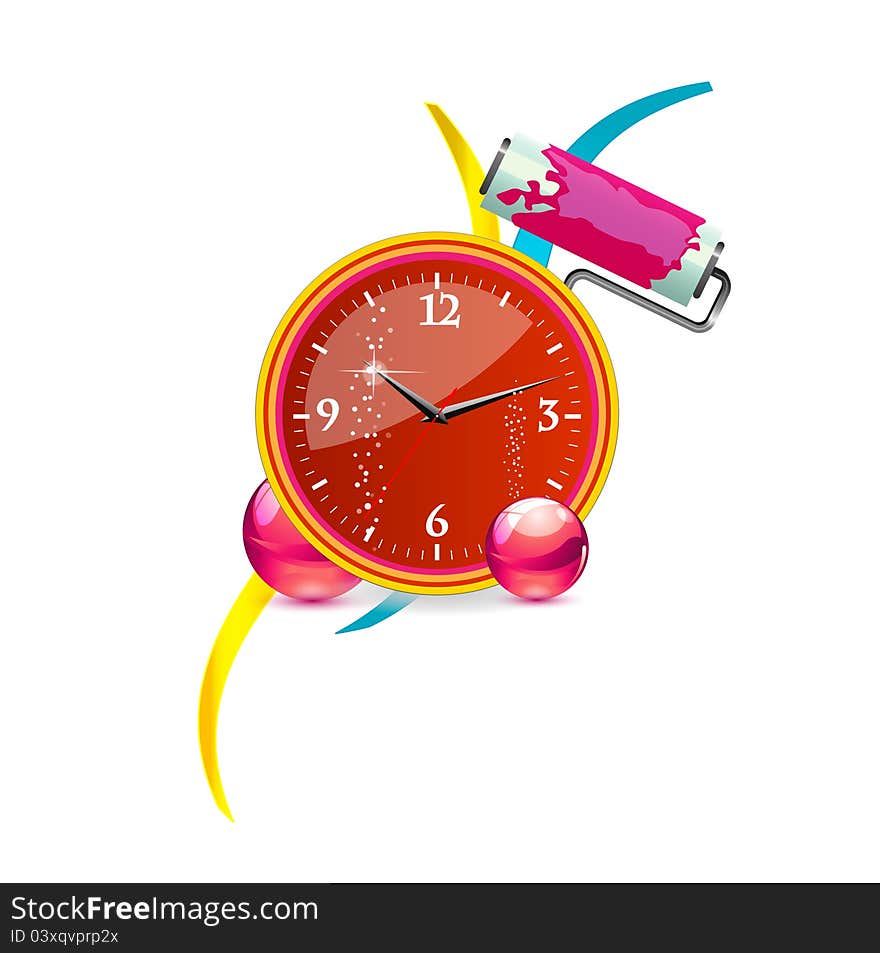 Abstract And Swirl Clock Red Color