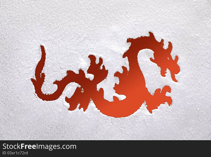 Fiery Dragon On A Frozen Window.