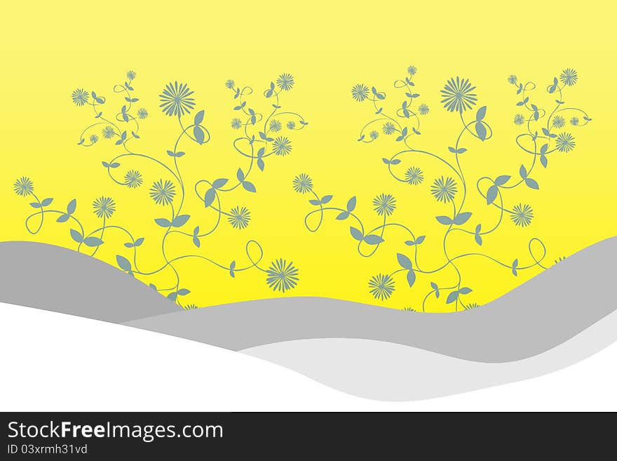 Pretty yellow floral background with flowers