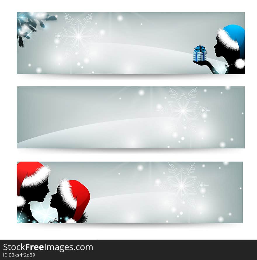 Set of silvery Christmas banners. Shining background for your text. Set of silvery Christmas banners. Shining background for your text