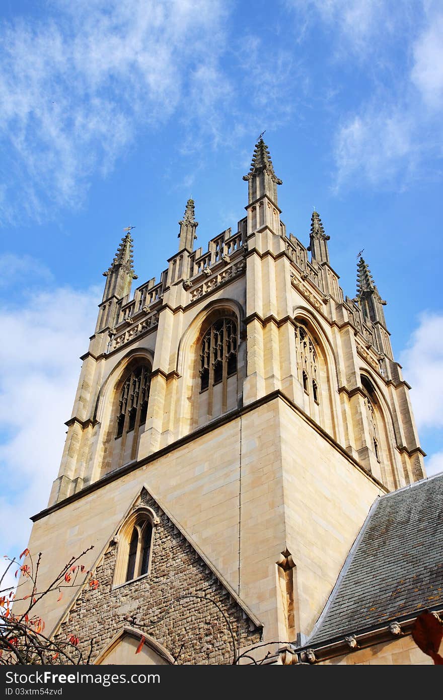 Church Spire in the University City of Oxford, England. Church Spire in the University City of Oxford, England