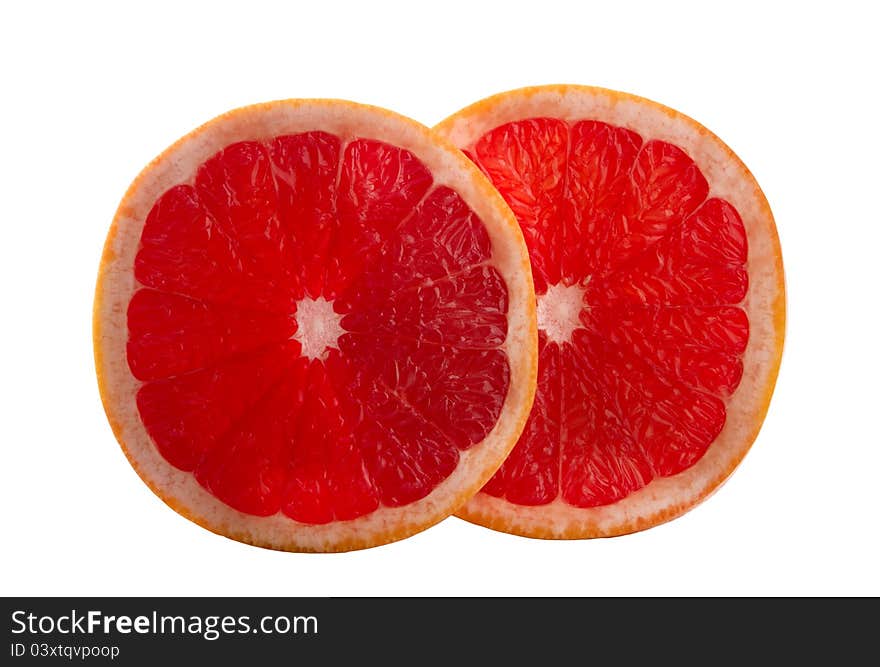 Two slices of grapefruit