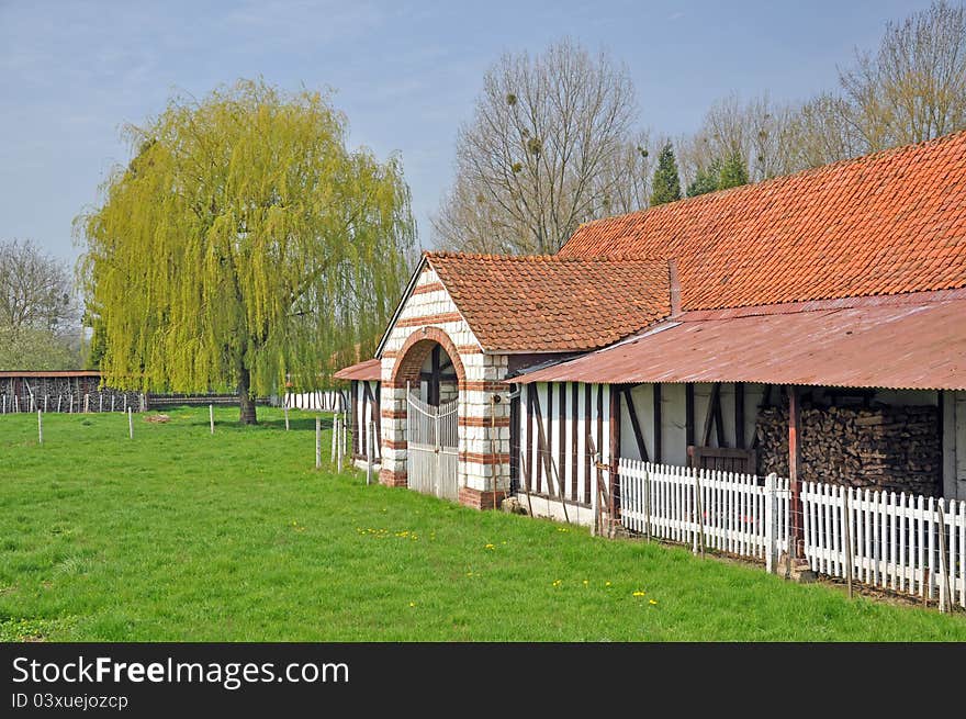 Northern french architecture displayed in farm buildings. Northern french architecture displayed in farm buildings