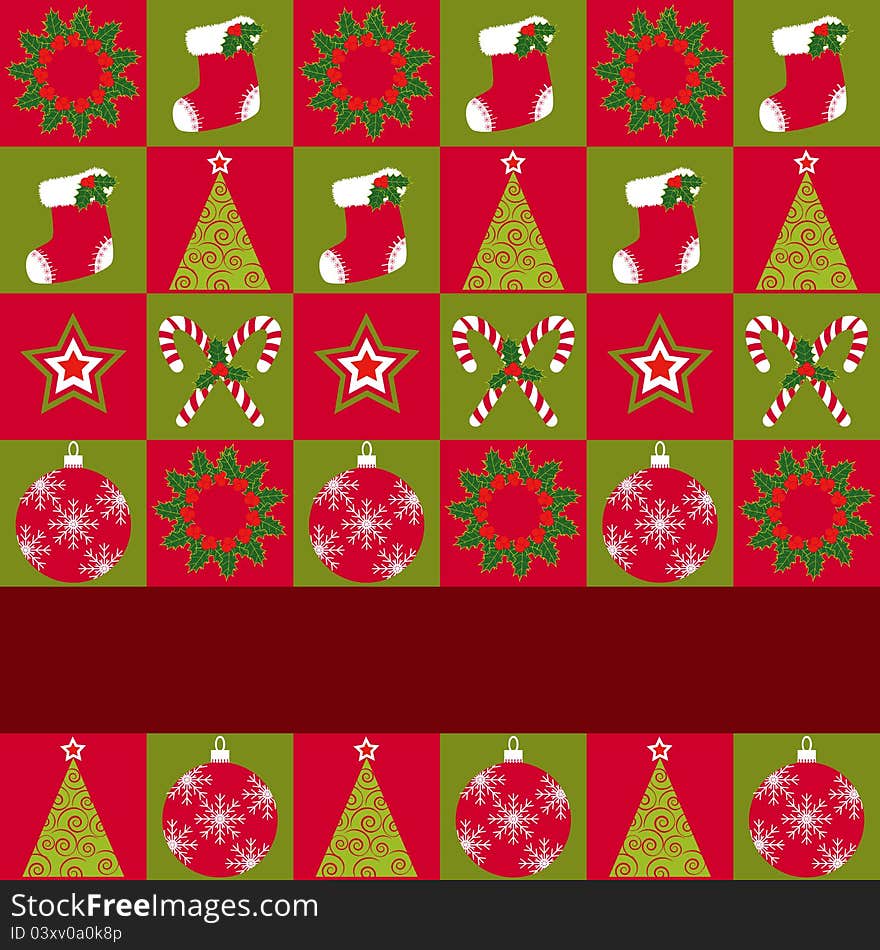 Christmas Ornament Seamless Pattern Greeting Card