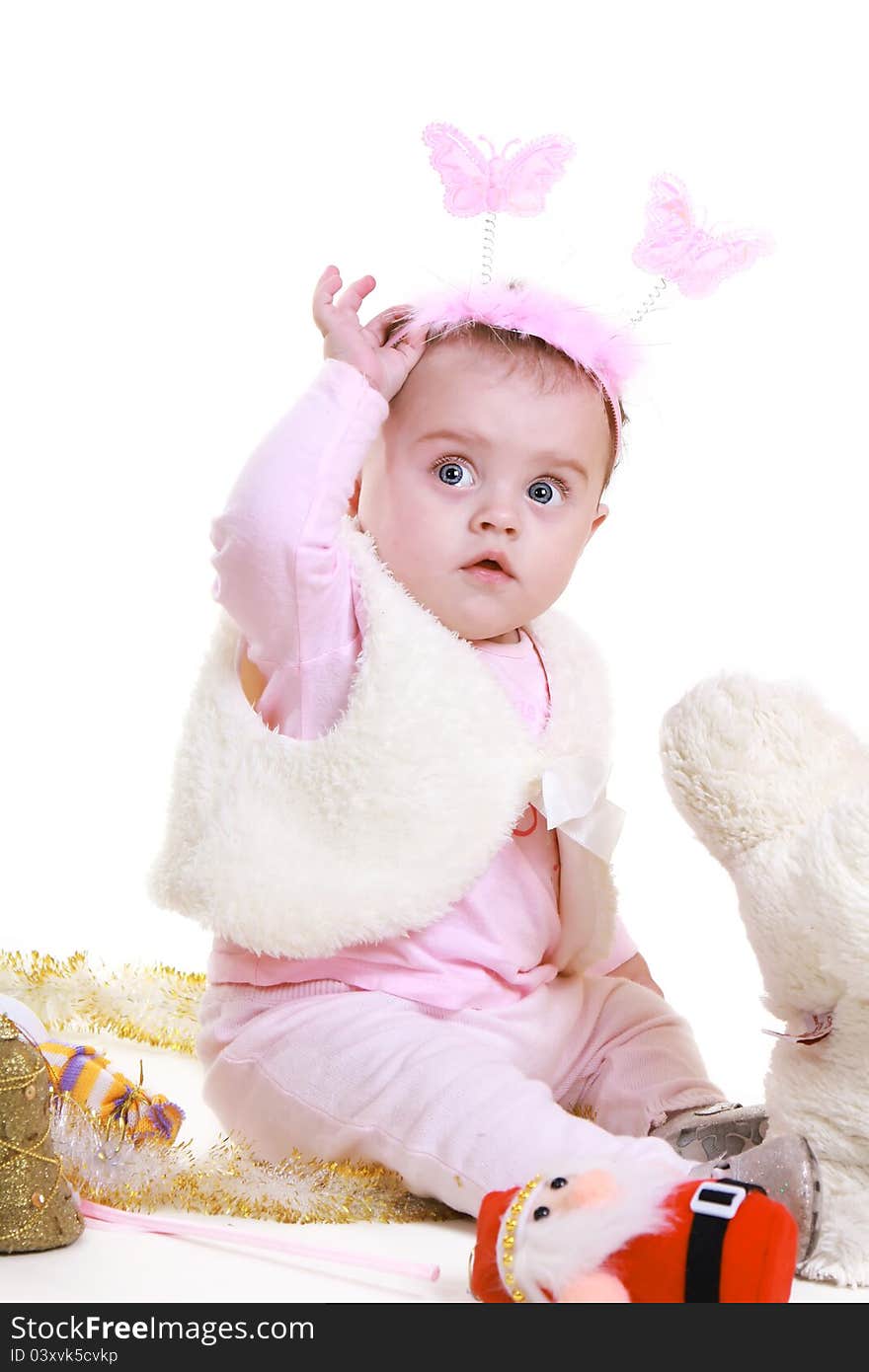 Little Girl With Christmas Decorations