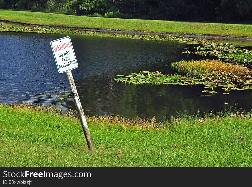 Warning Do Not Feed Alligator sign.