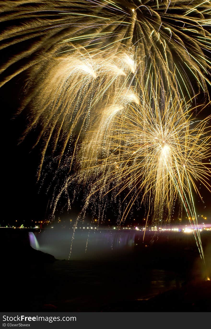 Fireworks over Niagara Falls