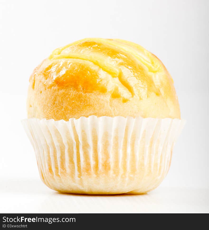 Sweet bread on white background