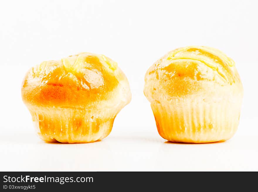 Sweet bread on white background