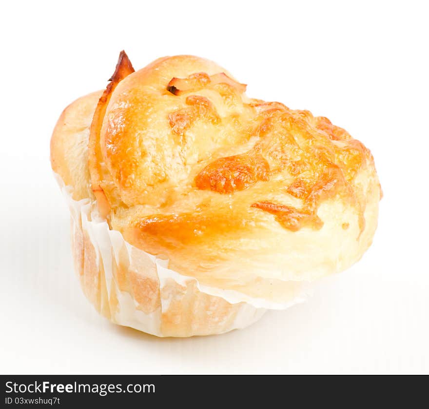 Sweet bread on white background