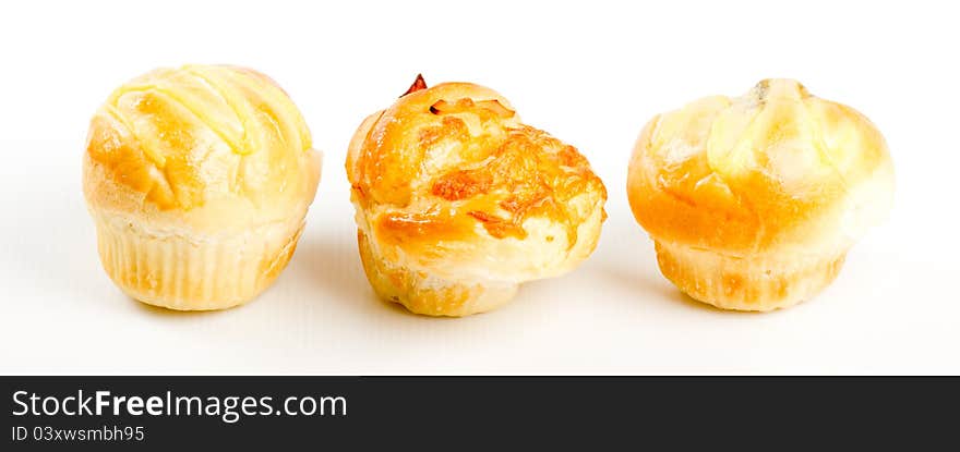 Sweet bread on white background