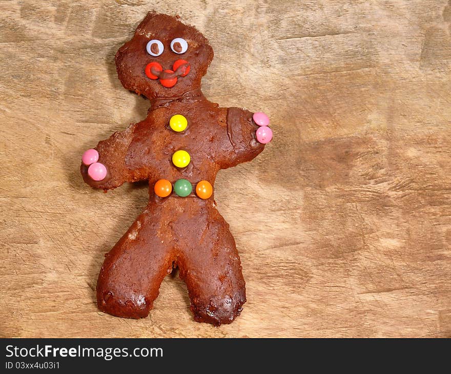 Handmade gingerbread man, tasty and spicy